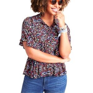 Anthropologie Maeve Mallory Ruffled Floral Top Sz XS
